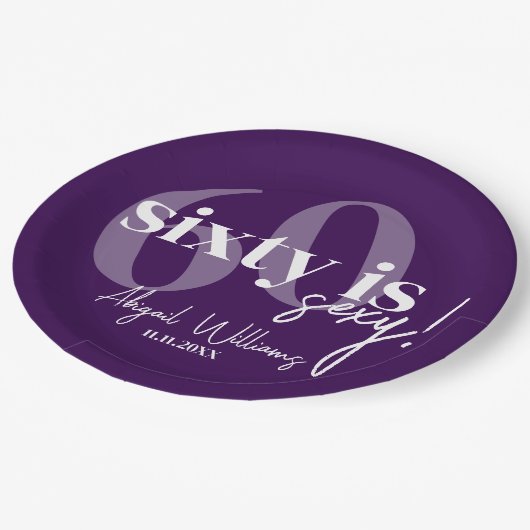 Vette Typografie w / Kalligrafie 60ste Verjaardags Papieren Bordje (Gekanteld)