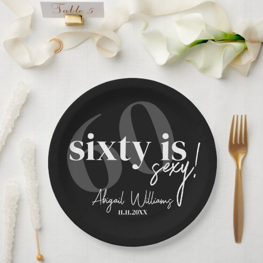 Vette Typografie w / Kalligrafie 60ste Verjaardags Papieren Bordje (Huwelijk)
