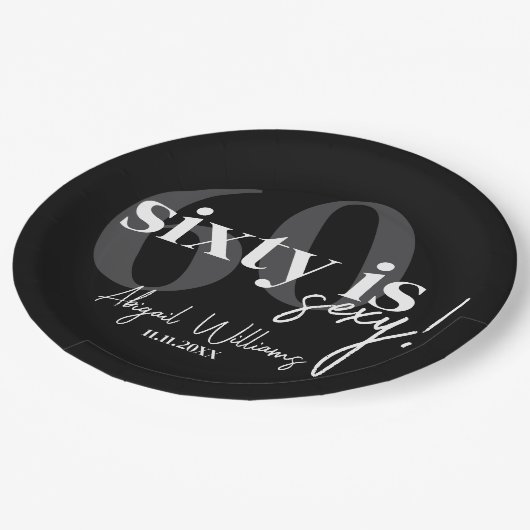 Vette Typografie w / Kalligrafie 60ste Verjaardags Papieren Bordje (Gekanteld)