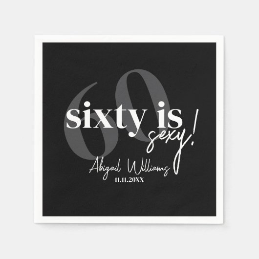 Vette Typografie w / Kalligrafie 60ste Verjaardags Servet (Voorkant)