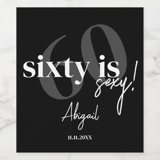 Vette Typografie w / Kalligrafie 60ste Verjaardags Wijn Etiket (Enkel label)