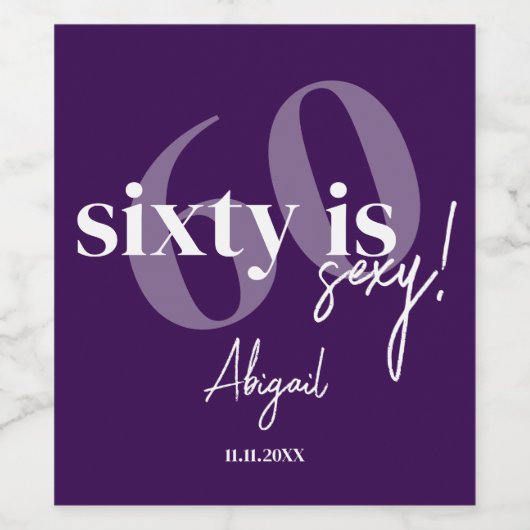 Vette Typografie w / Kalligrafie 60ste Verjaardags Wijn Etiket (Enkel label)