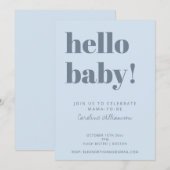 Vette typografie Zachte blauwe moderne babyshower Kaart (Voorkant / Achterkant)