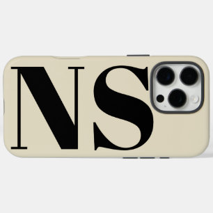 Vette typografie Zwarte en beige initialen monogra iPhone 16 Pro Max Hoesje