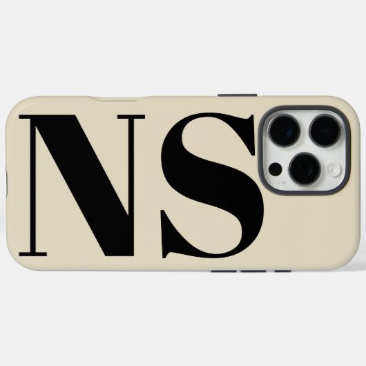 Vette typografie Zwarte en beige initialen monogra Case-Mate iPhone Case (Achterkant (horizontaal))