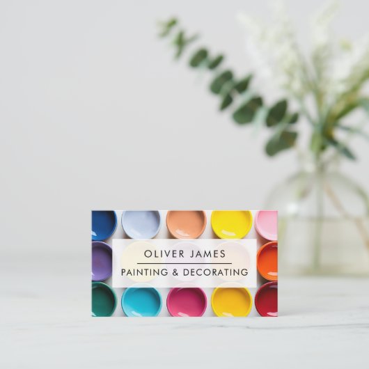 Vette verfpotten Kunstenaar Schilder of Decorator Visitekaartje (Staand voorkant)