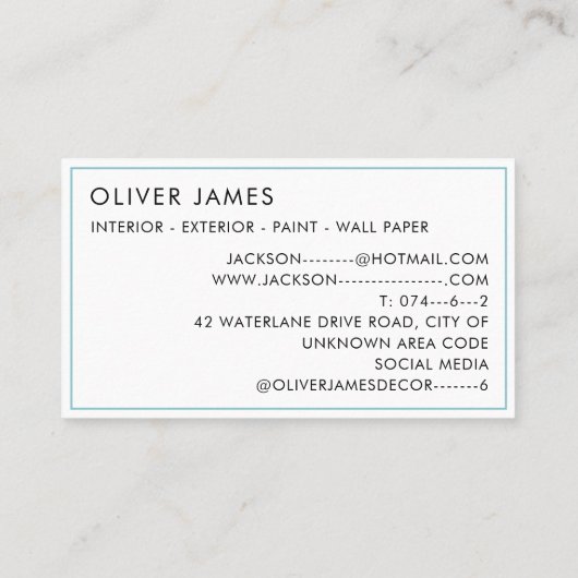 Vette verfpotten Kunstenaar Schilder of Decorator Visitekaartje (Achterkant)