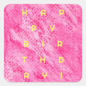 Vette verjaardag van waterverf vierkante sticker (Voorkant)