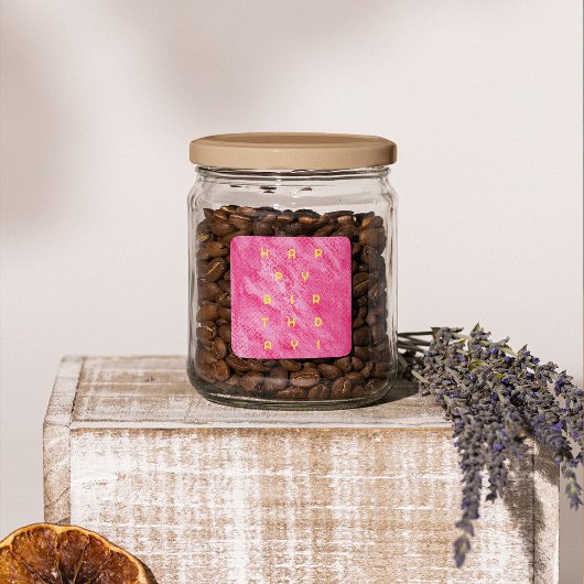 Vette verjaardag van waterverf vierkante sticker