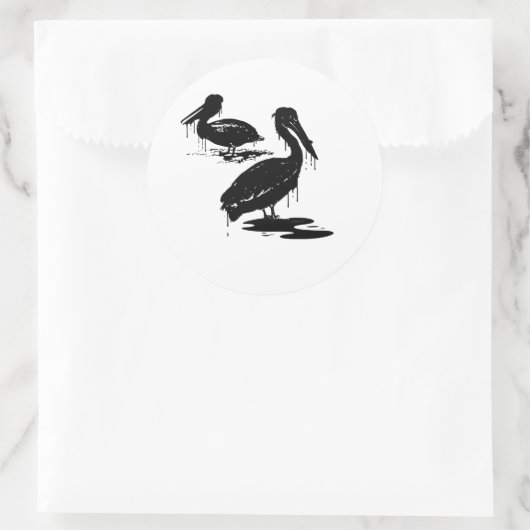 Vette vogels1 ronde sticker (Tas)