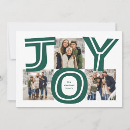 Vette vreugde drie foto moderne rode kerst feestdagenkaart