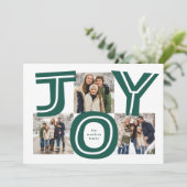 Vette vreugde drie foto moderne rode kerst feestdagenkaart (Staand voorkant)