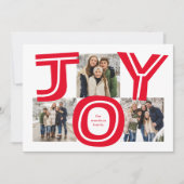 Vette vreugde drie foto moderne rode kerst feestdagenkaart (Voorkant)