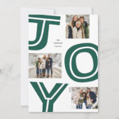 Vette vreugde eenvoudige moderne groene drie foto  feestdagenkaart (Voorkant)