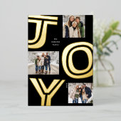 Vette vreugde moderne unieke drie foto gouden Kers Folie Feestdagenkaart (Staand Voorkant)