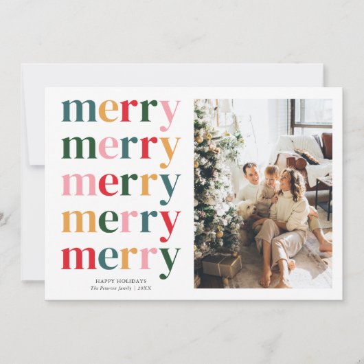 Vette Vrolijke Kerstmis Moderne Minimal Foto Feestdagenkaart (Voorkant)