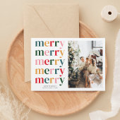 Vette Vrolijke Kerstmis Moderne Minimal Foto Feestdagenkaart