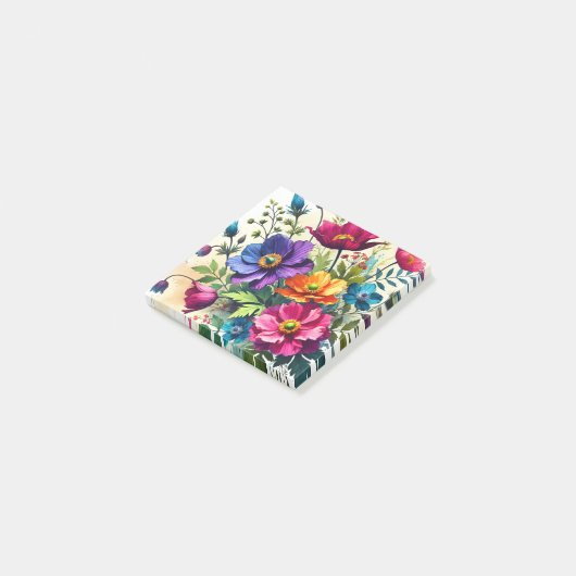 Vette Waterverf Bloemen Post-it® Notes (Schuin)