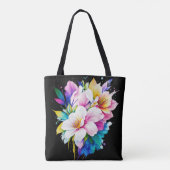 Vette Waterverf Bloemen Tote Bag (Achterkant)
