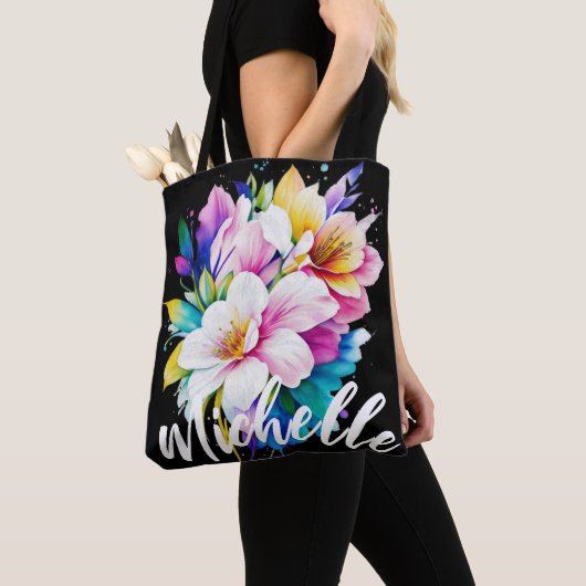 Vette Waterverf Bloemen Tote Bag (Dichtbij)