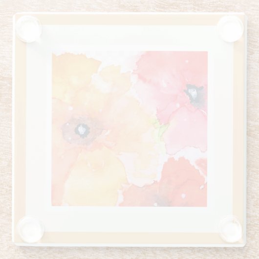 Vette Waterverf Blooms Party Servetten Luncheon Ma Glazen Onderzetter (Achterkant)