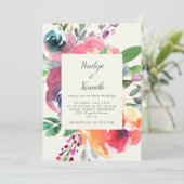 Vette Waterverf Floral Elegant Script Weddenschap Kaart (Staand voorkant)