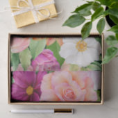 Vette Waterverf Floral Paars roze Roses Dahlia Tissuepapier (Geschenk)