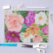 Vette Waterverf Floral Paars roze Roses Dahlia Tissuepapier (Craft)