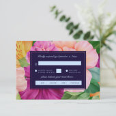 Vette Waterverf Floral Roos Wedding Meal Choice RSVP Kaartje (Staand voorkant)