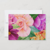 Vette Waterverf Floral Roos Wedding Meal Choice RSVP Kaartje (Achterkant)