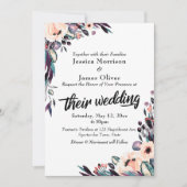 Vette Waterverf Florals met hun Weddenschap Kaart (Voorkant)