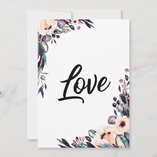 Vette Waterverf Florals met hun Weddenschap Kaart (Achterkant)