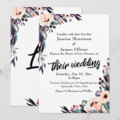 Vette Waterverf Florals met hun Weddenschap Kaart (Voorkant / Achterkant)