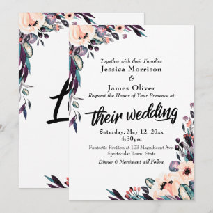 Vette Waterverf Florals met hun Weddenschap Kaart