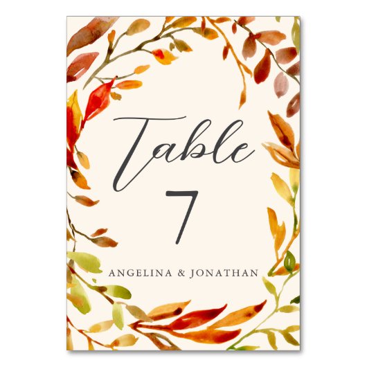 Vette Waterverf Herfstbladeren bruiloft Kaart (Achterkant)