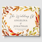 Vette Waterverf Herfstbladeren Cream Custom Weddin Gastenboek (Voorkant)