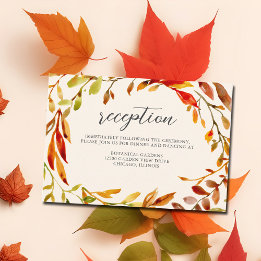 Vette Waterverf Herfstbladeren Huwelijksreceptie Informatiekaartje