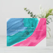 Vette Waterverf Hot Pink bruiloft uitnodiging (Staand voorkant)