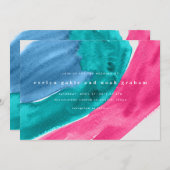 Vette Waterverf Hot Pink bruiloft uitnodiging (Voorkant / Achterkant)