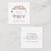 Vette Waterverf Macaron Baker Pastry Chef Vierkante Visitekaartje (Voorkant / Achterkant)