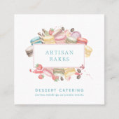 Vette Waterverf Macaron Baker Pastry Chef Vierkante Visitekaartje (Voorkant)