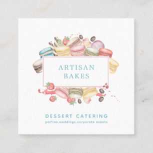 Vette Waterverf Macaron Baker Pastry Chef Vierkante Visitekaartje
