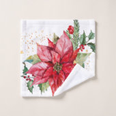 Vette Waterverf Poinsettia Gold Splatter Bad Handdoek (Wasdoekje)