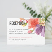 Vette Waterverf Wildbloemen PINK bruiloft Receptie Kaart (Staand voorkant)