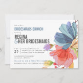 Vette wilde bloemen Blauwe bruidsmaiden Brunch Lun Kaart (Voorkant)