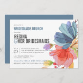 Vette wilde bloemen Blauwe bruidsmaiden Brunch Lun Kaart (Voorkant / Achterkant)