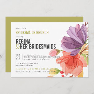 Vette wilde bloemen Groene Bridesmaids Brunch Lunc Kaart