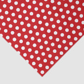 Vette witte polka stippen op rood tissuepapier (Detail)