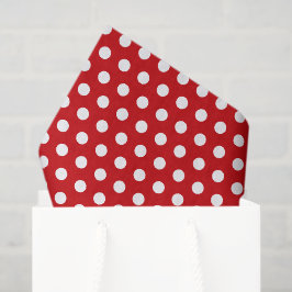 Vette witte polka stippen op rood tissuepapier
