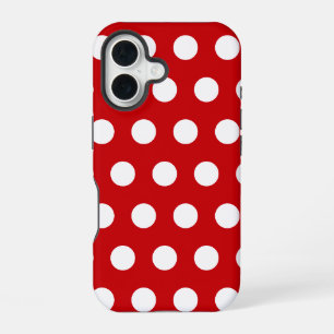 Vette witte stippen op rood iPhone 16 hoesje